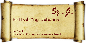 Szilvásy Johanna névjegykártya